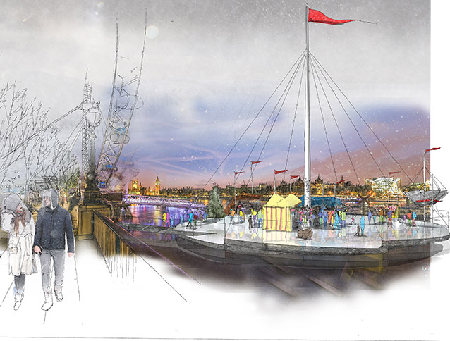 Ice Rink Concept Featured in the Daily Mail Would Return Frost Fairs to London